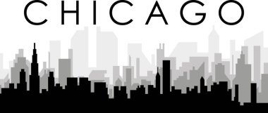 Gri sisli şehir binaları ile siyah şehir manzarası manzarası arka planı Şikago, Birleşik Devletler