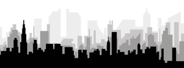 Gri sisli şehir binaları ile siyah şehir manzarası manzarası arka planı Şikago, Birleşik Devletler