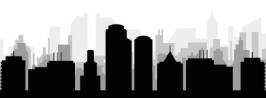 Siyah şehir manzaralı gökyüzü manzarası. Gri şehir binaları. BOSTON 'un arka planı, Birleşik Devletler.