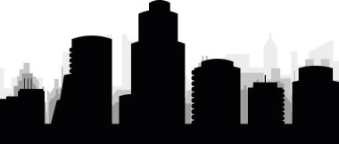 Gri sisli şehir binaları ile siyah şehir manzarası manzarası HOUSTON, Birleşik Devletler
