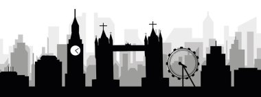 Gri sisli şehir binalarıyla siyah şehir manzarası manzarası London, UNITED KINGDOM