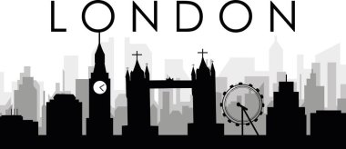 Gri sisli şehir binalarıyla siyah şehir manzarası manzarası London, UNITED KINGDOM