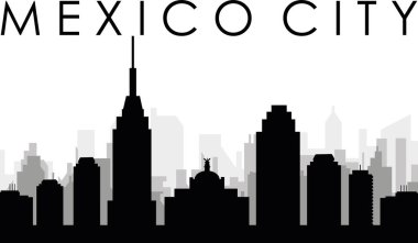 Gri sisli şehir binaları ile siyah şehir manzarası manzarası arka planı MEXICO, MEXICO