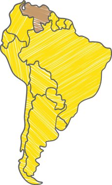 VENEZUELA 'nın vurgulanmış haritası, izole edilmiş arka planda yer alan Güney Amerika (Latin) kıtasının boş düz siyasi haritası