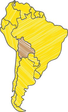 Güney Amerika kıtasının izole edilmiş arka planında BOLIVIA 'nın ayrıntılı olarak çizilmiş düz politik haritası
