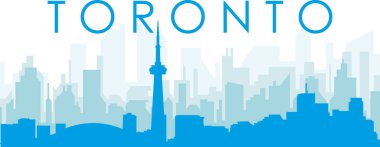 Mavi panoramik şehir gökyüzü posteri TORONTO, CANADA 'nın mavi saydam arka plan binaları