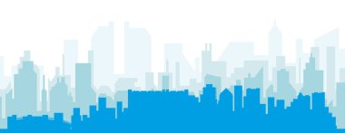 Mavi panoramik şehir gökyüzü posteri, CAPE ToWN 'nin mavi saydam arka plan binaları, Güney AFRICA