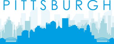 Mavi panoramik şehir silueti posteri, mavi, şeffaf arka plan binaları, Pittsburgh, Birleşik Devletler