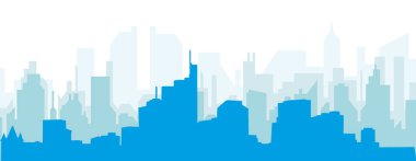 FRANKFURT, GERMANY 'nin mavi sisli, şeffaf arka plan binalarıyla mavi panoramik şehir silueti posteri