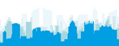 Mavi panoramik şehir silueti posteri, mavi, şeffaf arka plan binaları, Pittsburgh, Birleşik Devletler