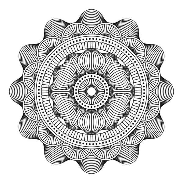 Isoliertes Mandala Vektor Rundes Muster Weißen Und Schwarzen Farben Vintage — Stockvektor
