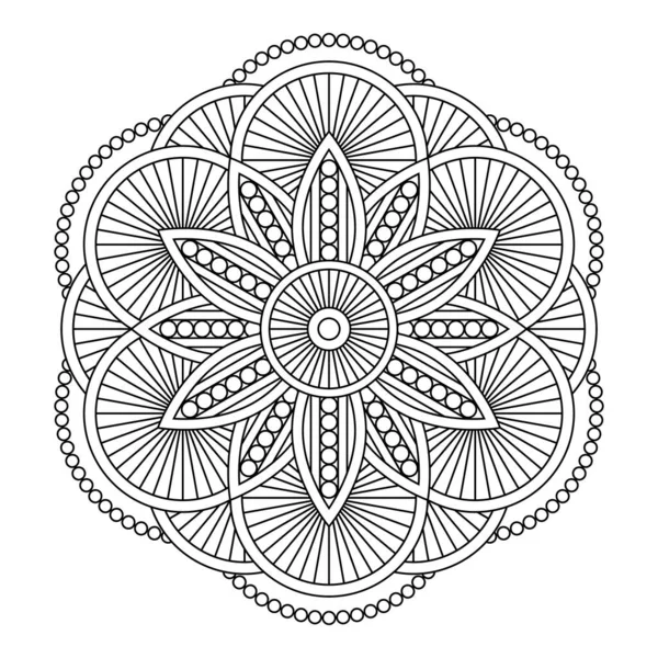 Izolovaná Mandala Vektoru Kulatý Vzor Bílých Černých Barvách Ročník Dekorativní — Stockový vektor