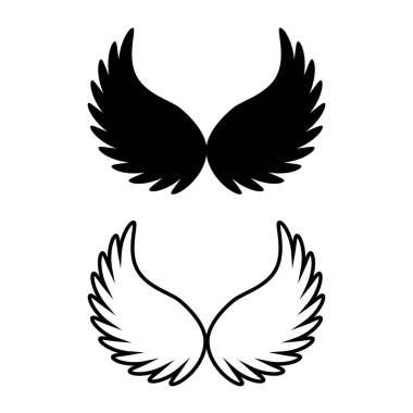 Beyaz arkaplanda vektör kanatları logosu izole edildi