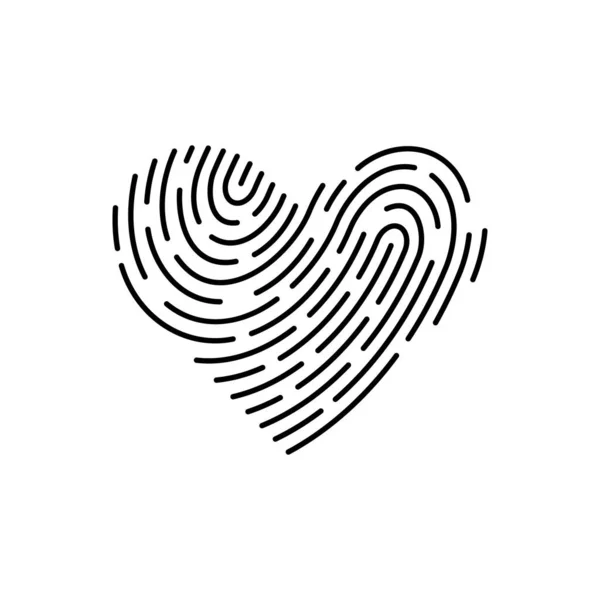Vector Heart Shaped Fingerprint Line App Icon — Stock Vector
