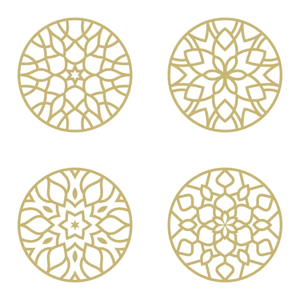 Yuvarlak girdap süsü vektör logosu sembolü. Dairesel mandala simgesi seti