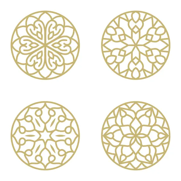 Yuvarlak girdap süsü vektör logosu sembolü. Dairesel mandala simgesi seti