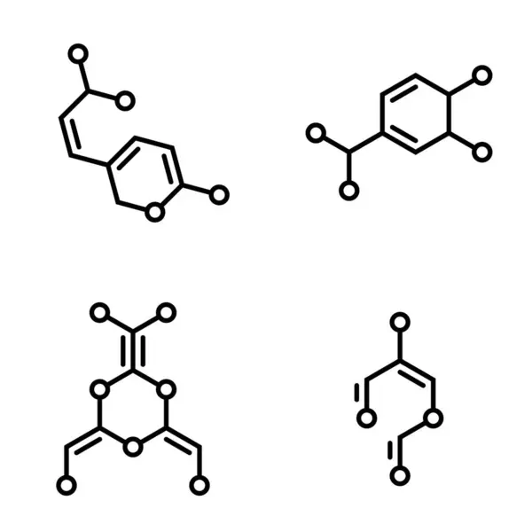 Prosta Ikona Wektorowej Molekuły Znaki Badań Naukowych Logo Wzoru Strukturalnego — Wektor stockowy