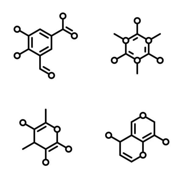 Icona Della Formula Strutturale Chimica Vettoriale Collezione Simboli Molecolari Segni — Vettoriale Stock