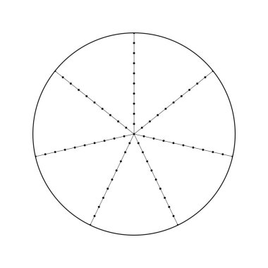 Yaşam denge çemberi yedi parçada, vektör şablonu. Koçluk aracı, günlük planlayıcı, günlük, defter için uygun