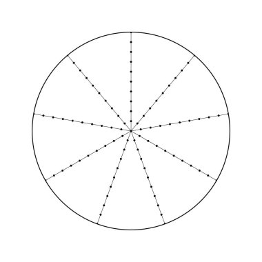Yaşam analizinin vektör çarkı diyagramı, bilgi ve öğretim aracı. Dokuz sektörden eşmerkezli dairelerle yuvarlak diyagram