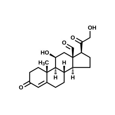 Aldosteron yapısal formül, adrenal bez taşıyıcı illüstrasyon.