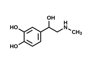 Adrenalin yapısal formülü, C9H13NO3 vektör illüstrasyonu
