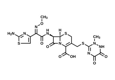 Ceftriaxone yapısal formül, sefalosporin antibiyotik vektör çizimi