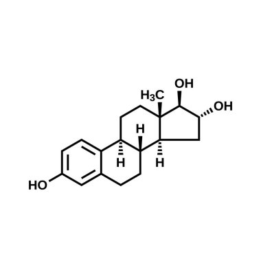 Estriol E3 yapısal formül, vektör illüstrasyonu