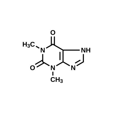 Theophylline structural formula, vector illustration clipart