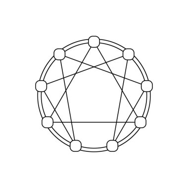 Vektör basit enneagram şablonu, koçluk için kişilik diyagramı