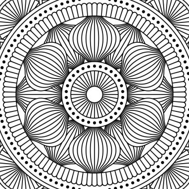 Vektör mandala süs deseni. Etnik doğu tarzı dekoratif süs. Rahatlama ve meditasyon için yetişkin boyama sayfası