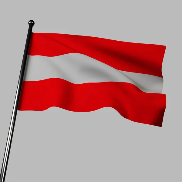 오스트리아 국기를 렌더링하여 위에서 흔들면 효과가 나타난다 애국적 이미지는 빨간색 — 스톡 사진