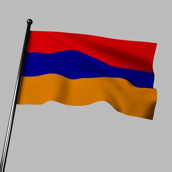 Representación Bandera Armenia Con Tela Realista Que Parece Ondear Viento — Foto de Stock