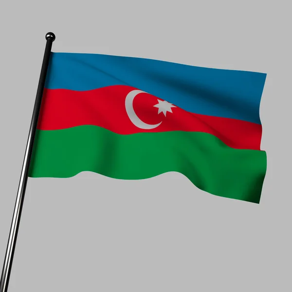 Рендеринг Азербайджанского Флага Размахивающего Сером Фоне Реалистичным Эффектом Рябины Патриотический — стоковое фото