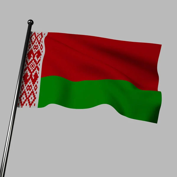 Rendering Belarus Flag Waving Gray Background Realistic Wavy Cloth Effect — Stock Photo, Image
