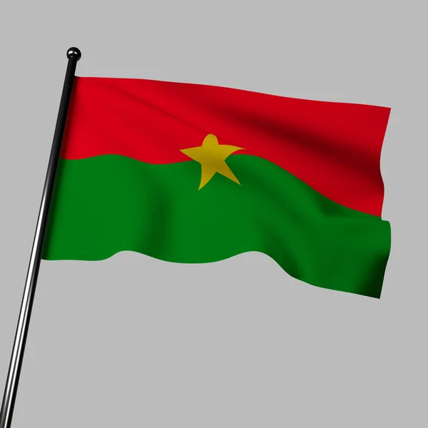Буркіна Фасо Хвилює Прапором Сірому Тлі Ній Зображені Дві Рівні — стокове фото