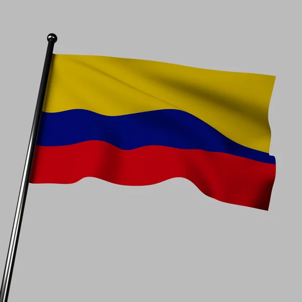 Απόδοση Της Κολομβιανής Σημαίας Κυματίζει Γκρι Φόντο Σημαία Διαθέτει Τρεις — Φωτογραφία Αρχείου