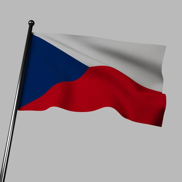 Csehországi Zászló Renderelése Szürke Színben Fehér Piros Vízszintes Csíkokkal Kék — Stock Fotó