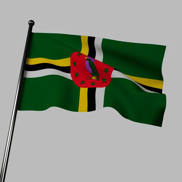 Ilustracja Flagi Dominiki Szarości Zielone Pole Żółtym Czarnym Białym Krzyżem — Zdjęcie stockowe