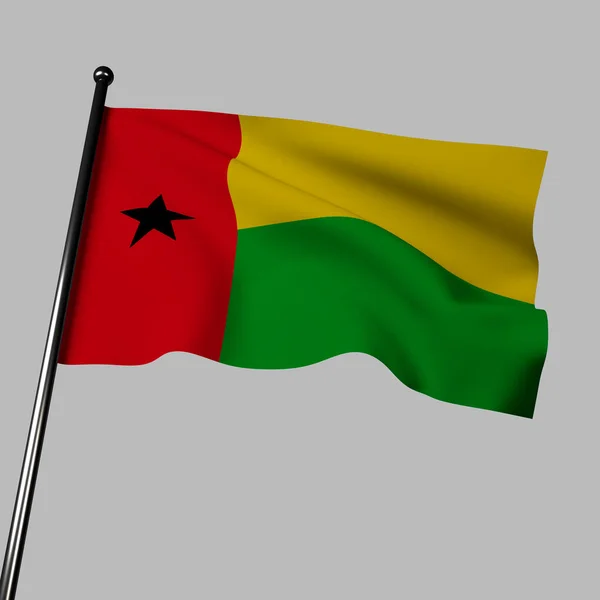 Σημαία Γουινέας Μπισάου Κίτρινες Και Πράσινες Ρίγες Κόκκινη Κάθετη Ζώνη — Φωτογραφία Αρχείου