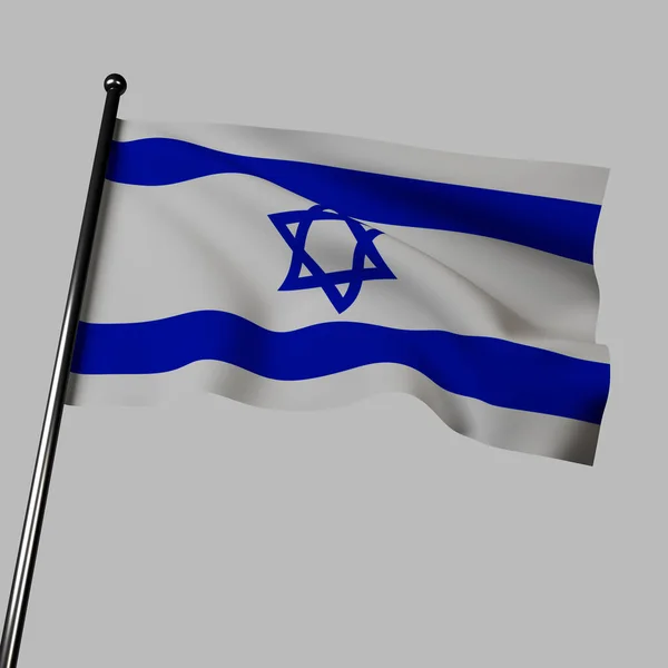 Иллюстрация Флага Израиля Размахивающего Сером Фоне Флаг Имеет Две Горизонтальные — стоковое фото
