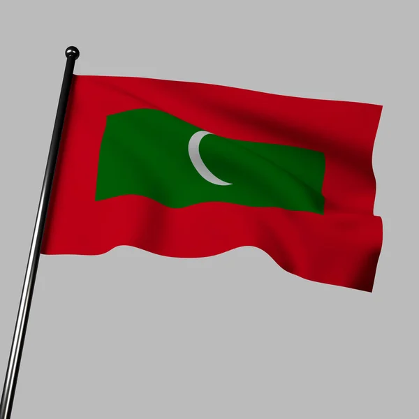 Steagul Maldivelor Flutură Vânt Fundal Gri Ilustrație Design Izbitor Dreptunghi — Fotografie, imagine de stoc