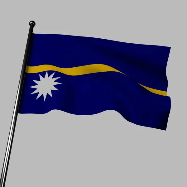 Bandera Nauru Una Ilustración Ondea Sobre Fondo Gris Azul Representa —  Fotos de Stock