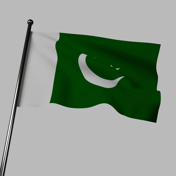 Bandeira Paquistão Verde Com Listra Branca Lua Crescente Estrela Simboliza — Fotografia de Stock