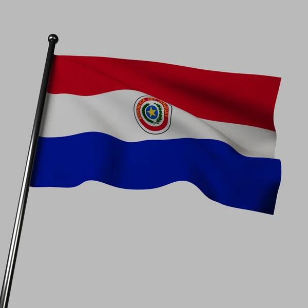 Bandera Paraguay Ondea Orgullosamente Con Tres Franjas Horizontales Rojo Blanco —  Fotos de Stock