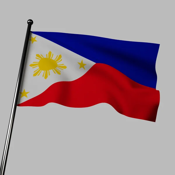 Bendera Filipina Berhembus Angin Terdiri Dari Segitiga Sama Sisi Putih — Stok Foto
