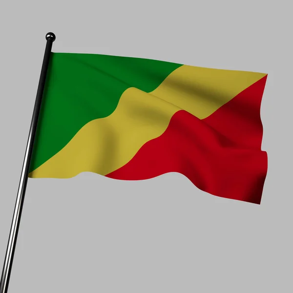 Рендеринг Флага Республики Конго Сером Имеет Диагональную Полосу Зелёного Жёлтого — стоковое фото