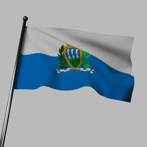 Ilustración Bandera San Marino Ondeando Viento Bandera Consta Dos Bandas —  Fotos de Stock