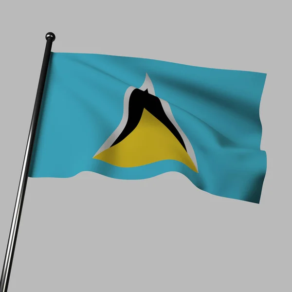 Ilustracja Flagi Saint Lucia Trzepotanie Wietrze Flaga Posiada Niebieskie Pole — Zdjęcie stockowe
