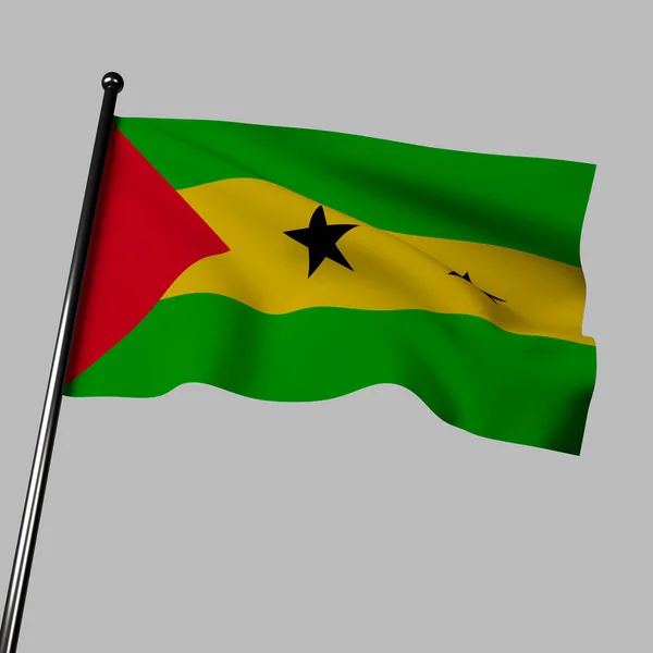 Illustration Flaggan São Tomé Och Principe Fladdrar Stolt Flaggan Har — Stockfoto
